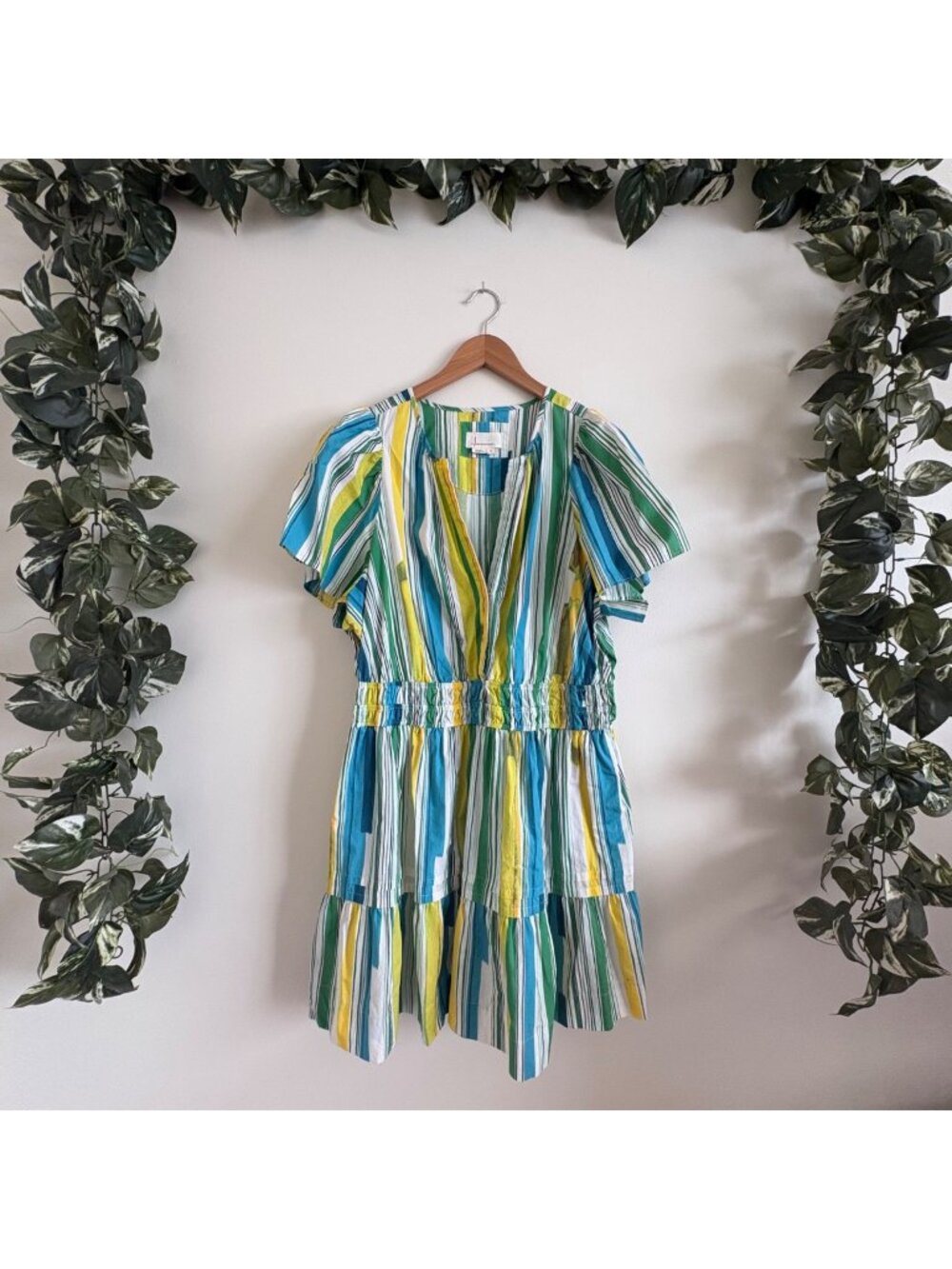 By Anthropologie The Somerset Short Sleeve Mini Dress Stripe Multi Women’s Sz 2x
